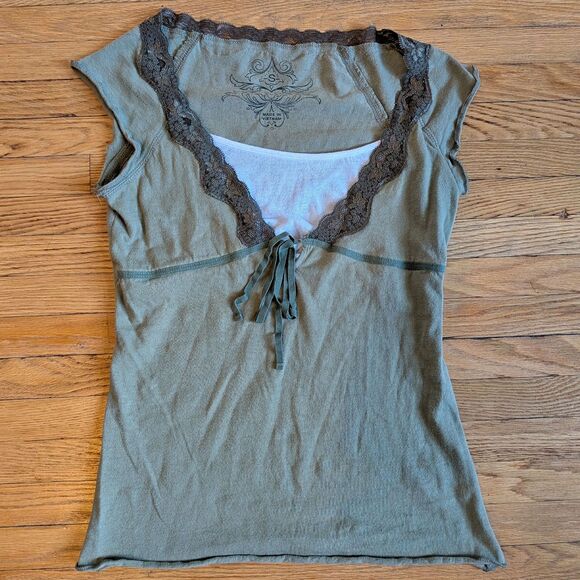 Vintage Y2K Fang Cami Top Lace Layered 2009 Fall Twilight Bella Swan Size Small - Picture 2 of 11